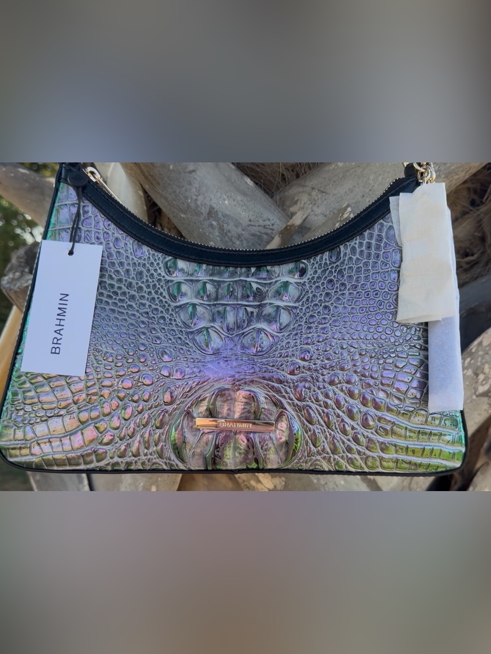 FIRM >> BRAHMIN NWT DUSK GLEAMING ESME SATCHEL ~ GENUINE LEATHER PRICE FIRM HTF - Picture 6 of 14